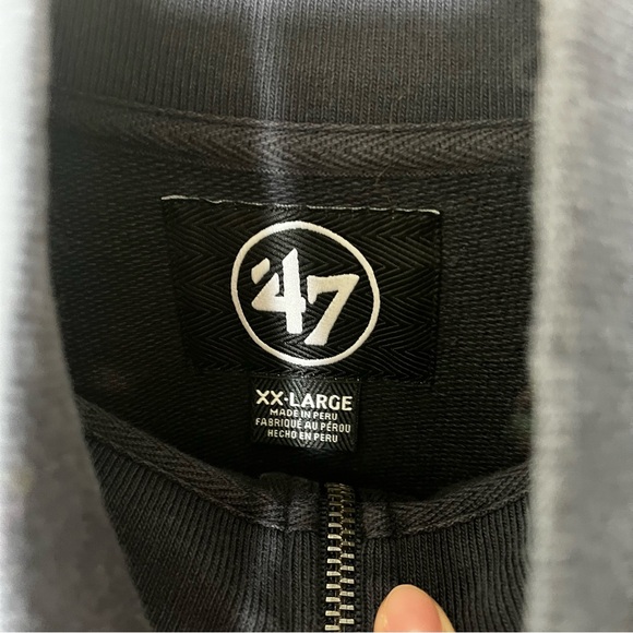 Men’s 47 Branded Kansas KU College Jayhawks Navy Half-Zip Men's Sweater XXL 2XL - Picture 4 of 8